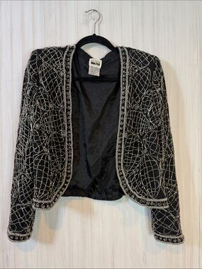 VINTAGE BEADED JACKET BOLERO EVENING MEDIUM